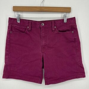Calvin Klein Denim Shorts Women's 8 Red Burgundy Vtg Y2K Mid Rise Cotton Zip Fly